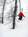 Skiier at Castle Mountain Resort Canada